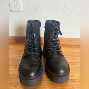 Black Lace-Up Combat Boots